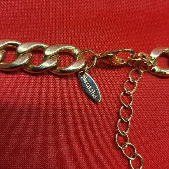 Natasha Gold Plated Micro Pave Heart Cuban Link Necklace - Picture 3 of 12